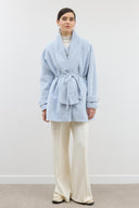 Wool Coat with Glittery Scarf