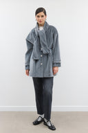Glittery Wool Coat with Scarf