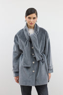 Glittery Wool Coat with Scarf