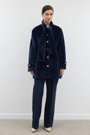 Wool Coat with Scarf and Glitter Detail