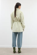 Wool Coat with Scarf and Glitter Detail