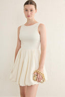 Gabardine Sleeveless Balloon Skirt Dress
