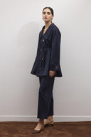 Wide Collar Buttoned Scuba Set