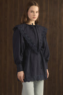 Wide Collar Guipure Dacron Shirt