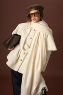 Wide Collar Glittery Wool Coat