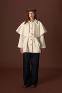 Wide Collar Glittery Wool Coat