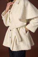 Wide Collar Glittery Wool Coat