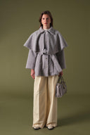 Wide Collar Glittery Wool Coat