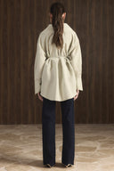 Wide-Collar Asymmetrical Striped Shirt