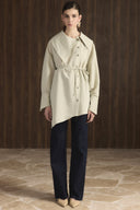 Wide-Collar Asymmetrical Striped Shirt