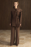 Wide Collar Belted Tunnel Suit