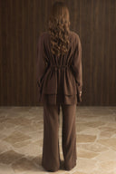 Wide Collar Belted Tunnel Suit
