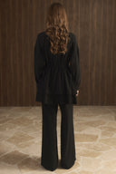 Wide Collar Waist-Tunnel Set