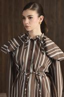 Wide-Collar Striped Shirt