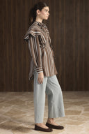 Wide-Collar Striped Shirt