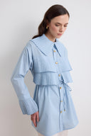 Genza Collar Pleated Shirt