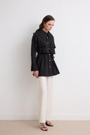 Genza Collar Pleated Shirt