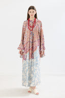 Gretta Satin Patterned Dress with Tie-Neck