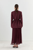 Rose Detailed Chiffon Skirt Suit