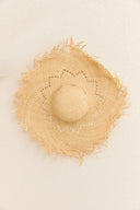 Straw Hat with Tassels and Eyelet Detail