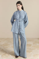 Jacquard Monotone Double-Pocket Trouser Set
