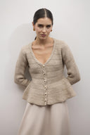 Jewel Peplum Glittery Knit Cardigan