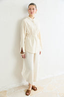 Belt-Detail Linen Shirt