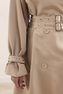 Belted Long Double-Breasted Trench Coat