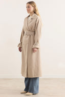 Belted Long Double-Breasted Trench Coat