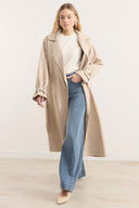 Belted Long Double-Breasted Trench Coat