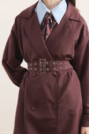 Belted Long Double-Breasted Trench Coat