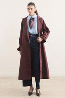 Belted Long Double-Breasted Trench Coat
