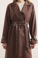Belted Long Double-Breasted Trench Coat