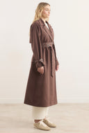 Belted Long Double-Breasted Trench Coat