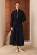 Belted Balloon Sleeve Dress