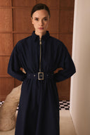 Belted Balloon Sleeve Dress