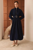 Belted Balloon Sleeve Dress