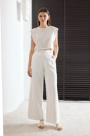 Belted Linen Basic Trousers