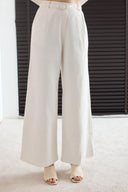 Belted Linen Basic Trousers