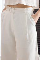 Belted Linen Basic Trousers