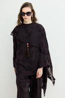 Kendinden Çiçek Desenli Şal Yaka Takım