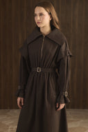 Half-Zip Denim Dress with Sleeve Detail