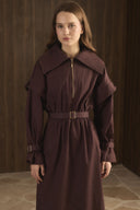 Half-Zip Denim Dress with Sleeve Detail