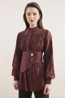 Gathered Sleeve Voile Shirt
