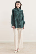 Gathered Sleeve Voile Shirt
