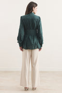 Gathered Sleeve Voile Shirt