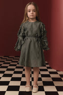 Cotton Dress with Ruffle Sleeves