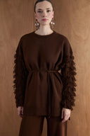 Fringe Sleeve Detail Knit Pants Set
