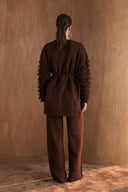 Fringe Sleeve Detail Knit Pants Set