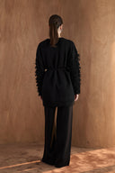 Sleeve Fringe Detailed Knit Pants Set